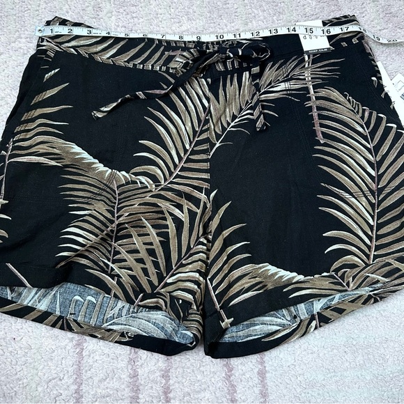 NWT dash Tropical Leaf Print Linen Blend Shorts XL Resortwear Cruise Summer - Picture 4 of 9